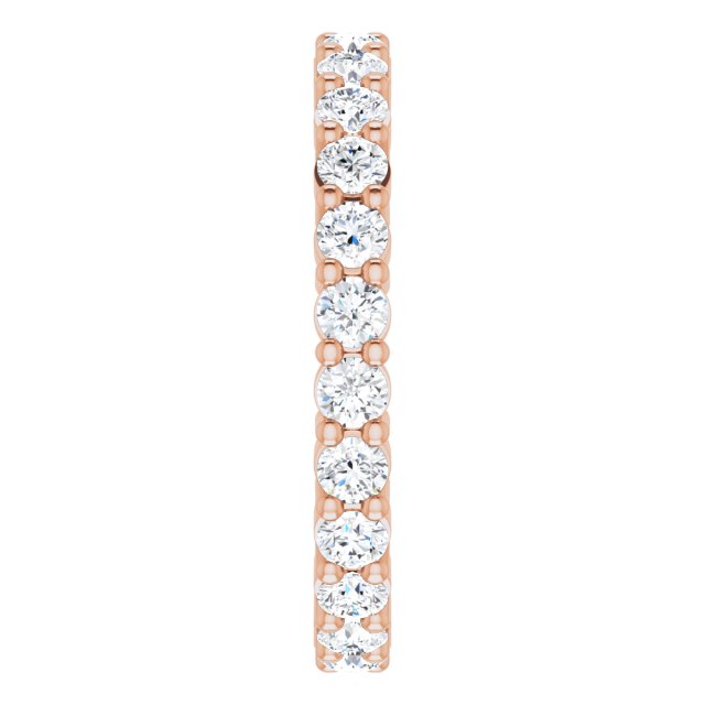 10K Gold Round Lab-Grown Diamond Shared-Prong Eternity Band – 2.25 mm Stones - Rose Gold - view 4