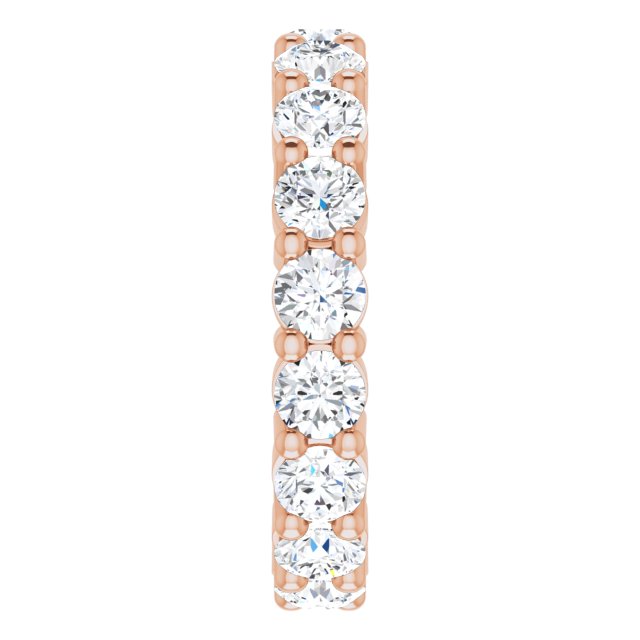 10K Gold Round Natural Diamond Shared-Prong Eternity Band – 3.4 mm Stones - Rose Gold - view 4