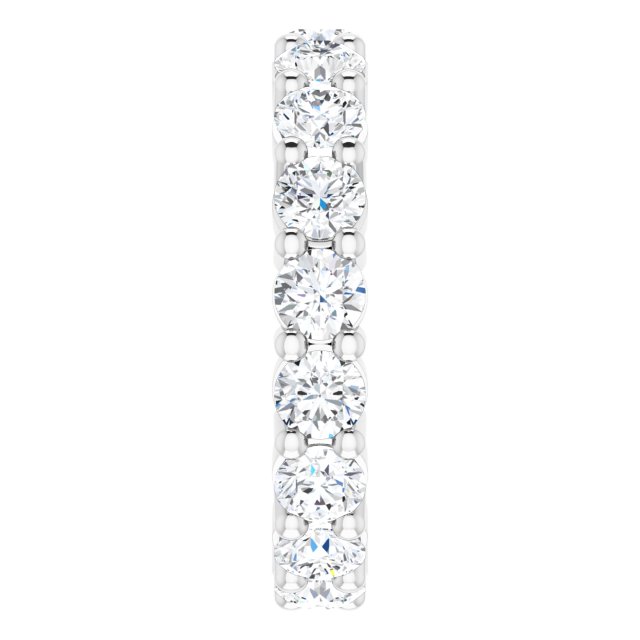10K Gold Round Lab-Grown Diamond Shared-Prong Eternity Band – 3.4 mm Stones - White Gold - view 4