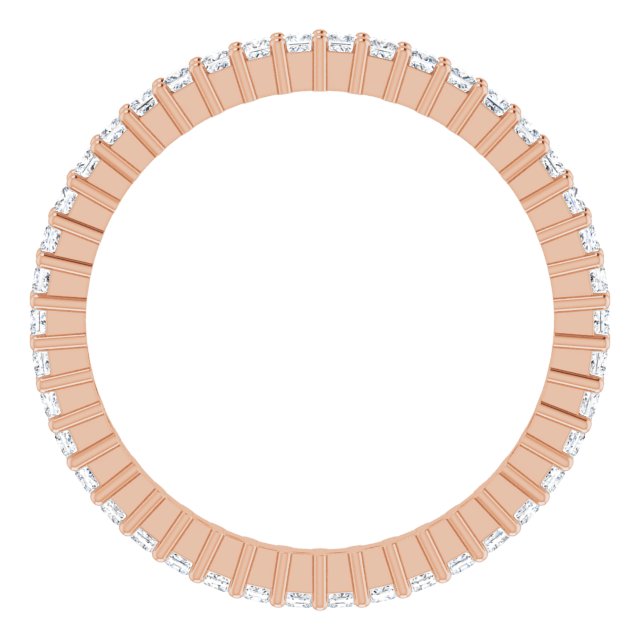 10K Gold Square Lab-Grown Diamond Shared-Prong Eternity Band – 1.25x1.25 mm Stones - Rose Gold - view 2