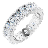 14K Gold Oval Natural Diamond Shared-Prong Eternity Band – 5x3 mm Stones - White Gold