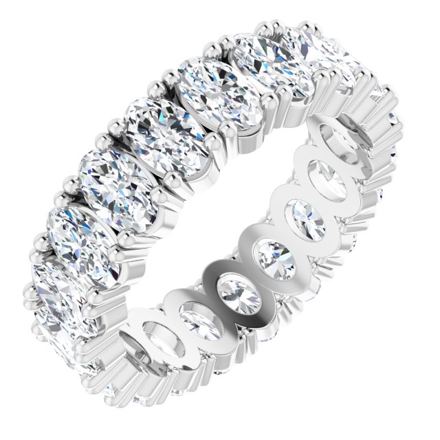 10K Gold Oval Natural Diamond Shared-Prong Eternity Band – 5x3 mm Stones - White Gold
