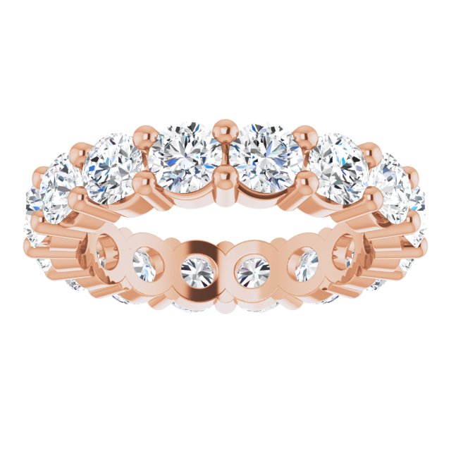 10K Gold Round Lab-Grown Diamond Shared-Prong Eternity Band – 3.8 mm Stones - Rose Gold - view 3
