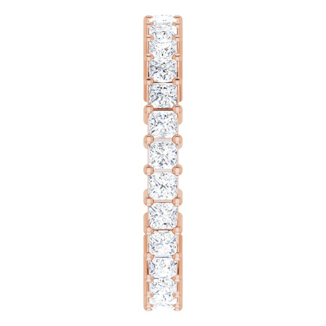 10K Gold Square Natural Diamond Shared-Prong Eternity Band – 2x2 mm Stones - Rose Gold - view 4