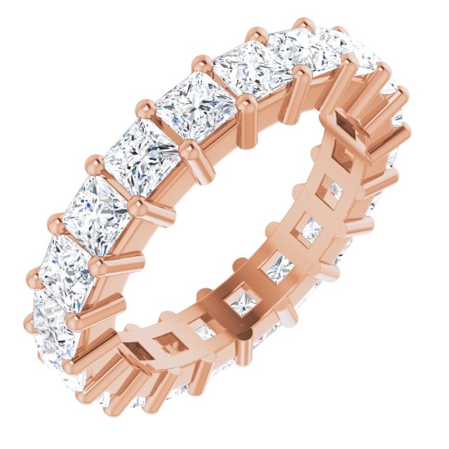 10K Gold Square Lab-Grown Diamond Shared-Prong Eternity Band – 3x3 mm Stones - Rose Gold