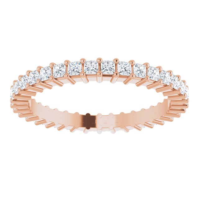 10K Gold Square Natural Diamond Shared-Prong Eternity Band – 1.5x1.5 mm Stones - Rose Gold - view 3
