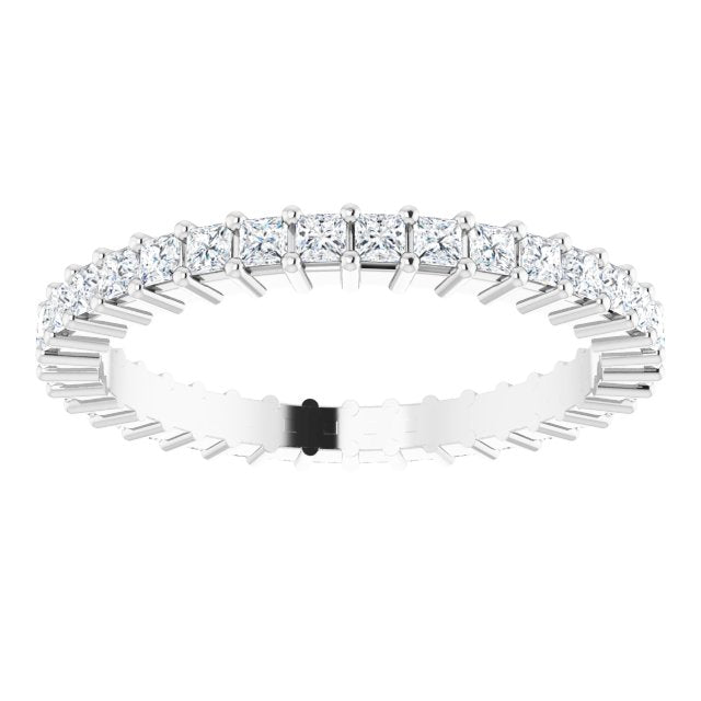 10K Gold Square Natural Diamond Shared-Prong Eternity Band – 1.5x1.5 mm Stones - White Gold - view 3