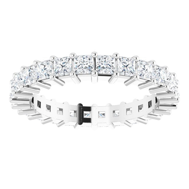 10K Gold Square Natural Diamond Shared-Prong Eternity Band – 2.25x2.25 mm Stones - White Gold - view 3