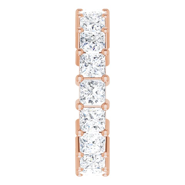 10K Gold Square Natural Diamond Shared-Prong Eternity Band – 3.5x3.5 mm Stones - Rose Gold - view 4