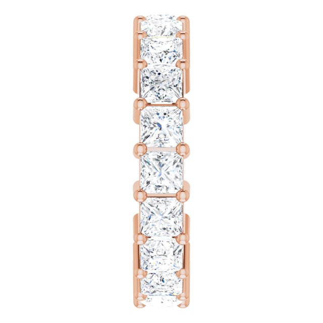 10K Gold Square Natural Diamond Shared-Prong Eternity Band – 3.25x3.25 mm Stones - Rose Gold - view 4