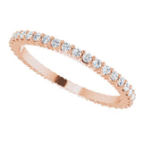 10K Gold Round Natural Diamond Shared-Prong Eternity Band – 1.3 mm Stones - Rose Gold - view 5