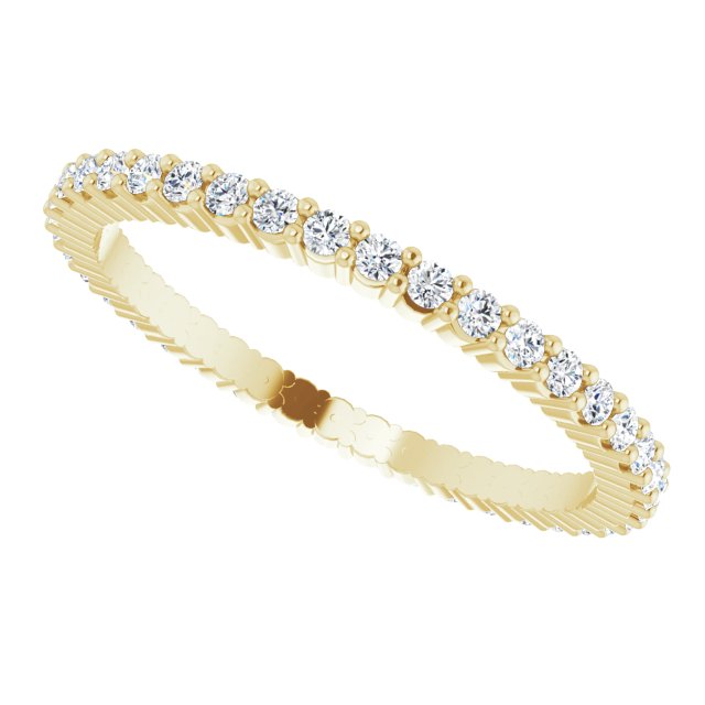 14K Gold Round Lab-Grown Diamond Shared-Prong Eternity Band – 1.3 mm Stones - Yellow Gold - view 5