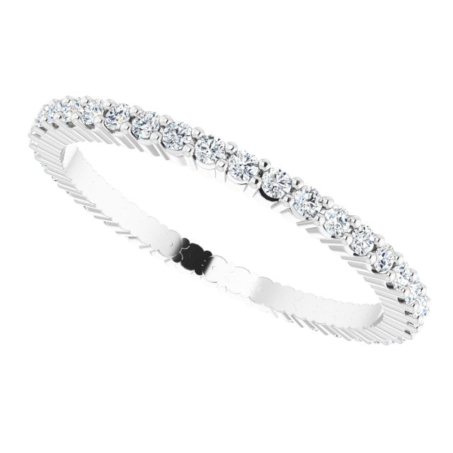10K Gold Round Lab-Grown Diamond Shared-Prong Eternity Band – 1.3 mm Stones - White Gold - view 5