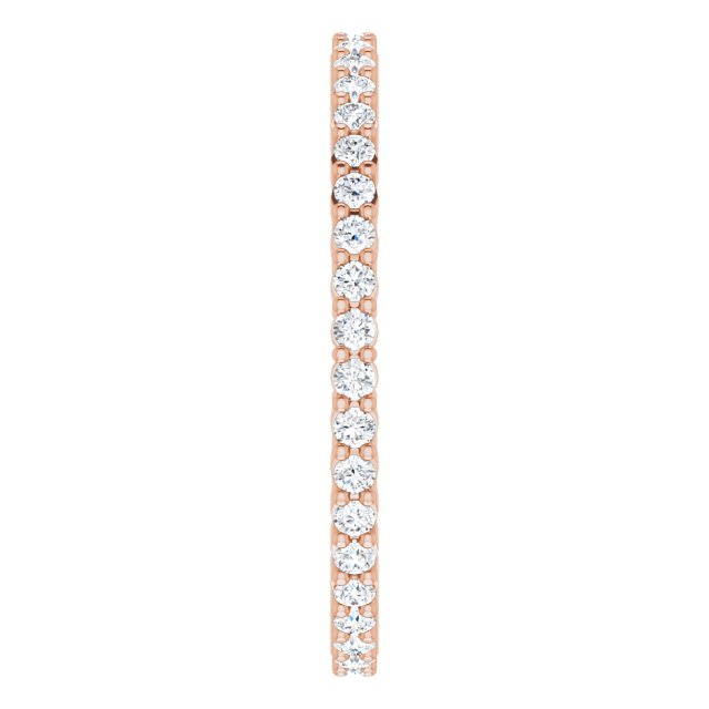 10K Gold Round Lab-Grown Diamond Shared-Prong Eternity Band – 1.3 mm Stones - Rose Gold - view 4
