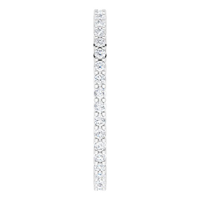 10K Gold Round Natural Diamond Shared-Prong Eternity Band – 1.3 mm Stones - White Gold - view 4