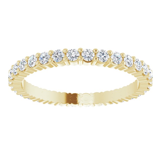 14K Gold Round Natural Diamond Shared-Prong Eternity Band – 1.7 mm Stones - Yellow Gold - view 3