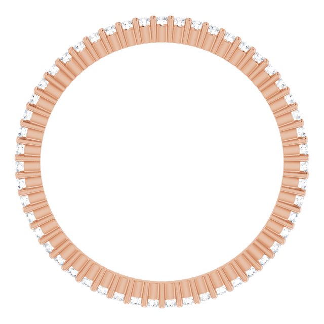 10K Gold Round Lab-Grown Diamond Shared-Prong Eternity Band – 1 mm Stones - Rose Gold - view 2
