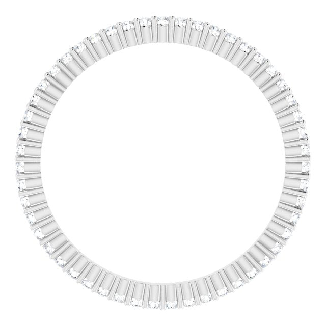 10K Gold Round Natural Diamond Shared-Prong Eternity Band – 1 mm Stones - White Gold - view 2
