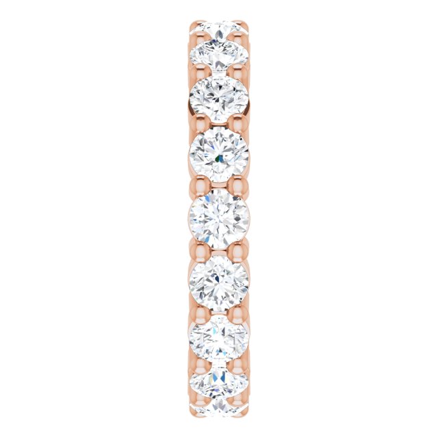 10K Gold Round Natural Diamond Shared-Prong Eternity Band – 3.2 mm Stones - Rose Gold - view 4