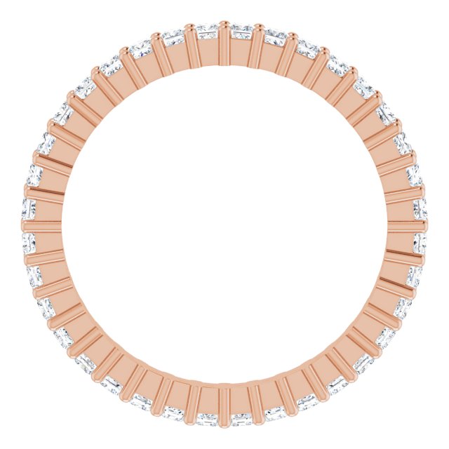 10K Gold Square Natural Diamond Shared-Prong Eternity Band – 1.5x1.5 mm Stones - Rose Gold - view 2
