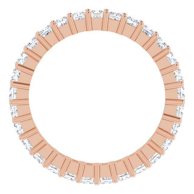 10K Gold Square Natural Diamond Shared-Prong Eternity Band – 2x2 mm Stones - Rose Gold - view 2