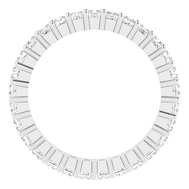 10K Gold Square Lab-Grown Diamond Shared-Prong Eternity Band – 2x2 mm Stones - White Gold - view 2