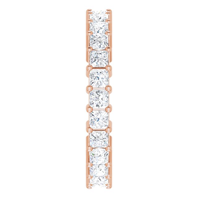10K Gold Square Natural Diamond Shared-Prong Eternity Band – 2.25x2.25 mm Stones - Rose Gold - view 4