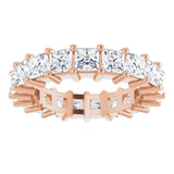 10K Gold Square Natural Diamond Shared-Prong Eternity Band – 3.25x3.25 mm Stones - Rose Gold - view 3