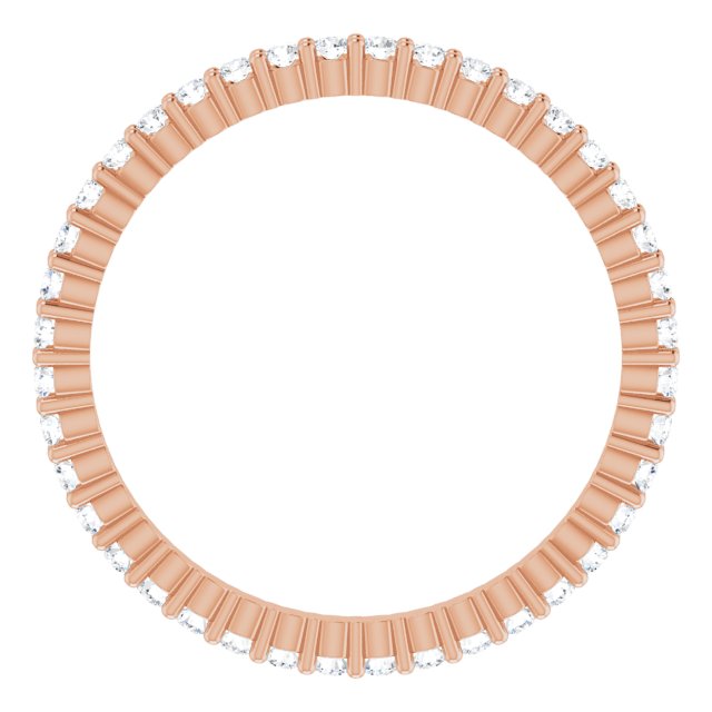 10K Gold Round Natural Diamond Shared-Prong Eternity Band – 1.3 mm Stones - Rose Gold - view 2