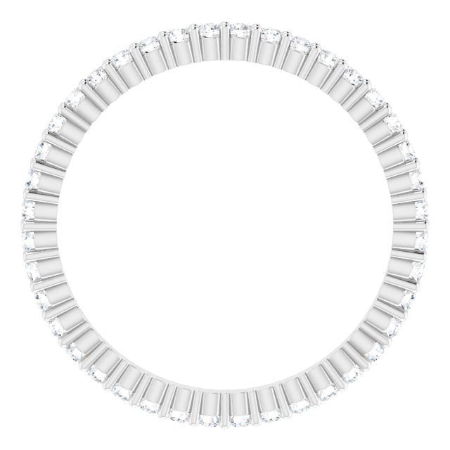 10K Gold Round Lab-Grown Diamond Shared-Prong Eternity Band – 1.3 mm Stones - White Gold - view 2