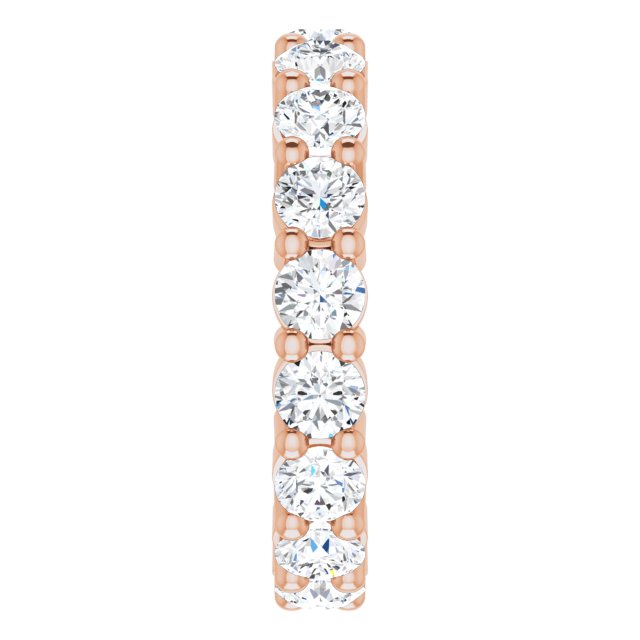 14K Gold Round Lab-Grown Diamond Shared-Prong Eternity Band – 3.4 mm Stones - Rose Gold - view 4