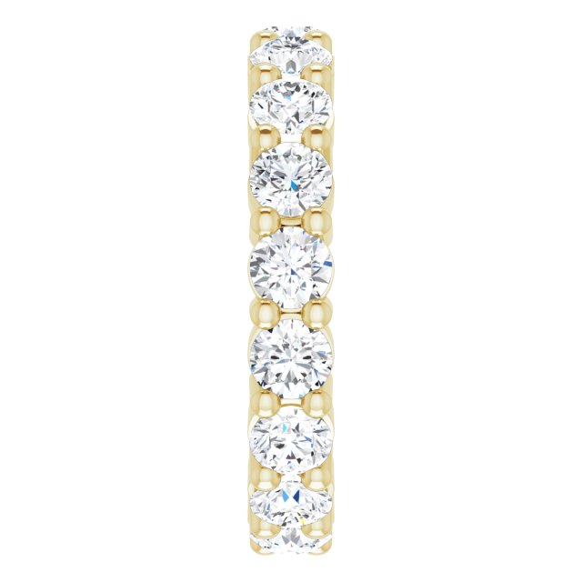 14K Gold Round Lab-Grown Diamond Shared-Prong Eternity Band – 3.4 mm Stones - Yellow Gold - view 4
