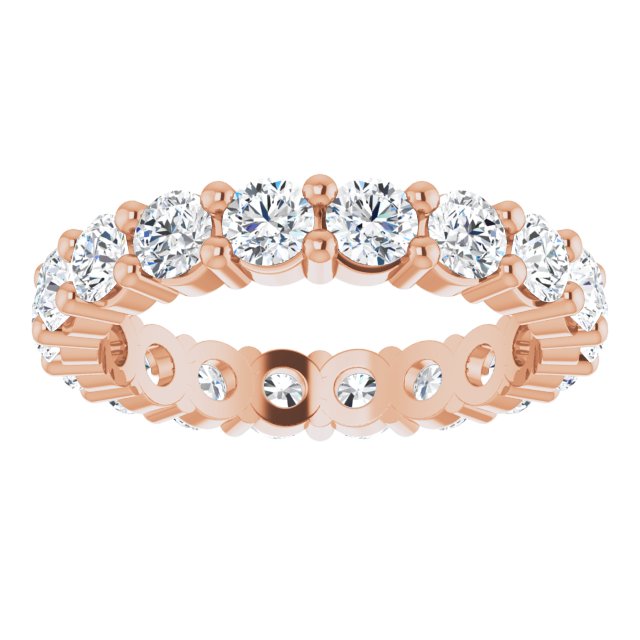 10K Gold Round Natural Diamond Shared-Prong Eternity Band – 3.2 mm Stones - Rose Gold - view 3