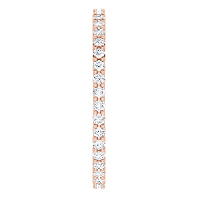 10K Gold Round Lab-Grown Diamond Shared-Prong Eternity Band – 1.3 mm Stones - Rose Gold - view 4