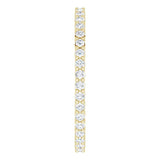 14K Gold Round Natural Diamond Shared-Prong Eternity Band – 1.3 mm Stones - Yellow Gold - view 4