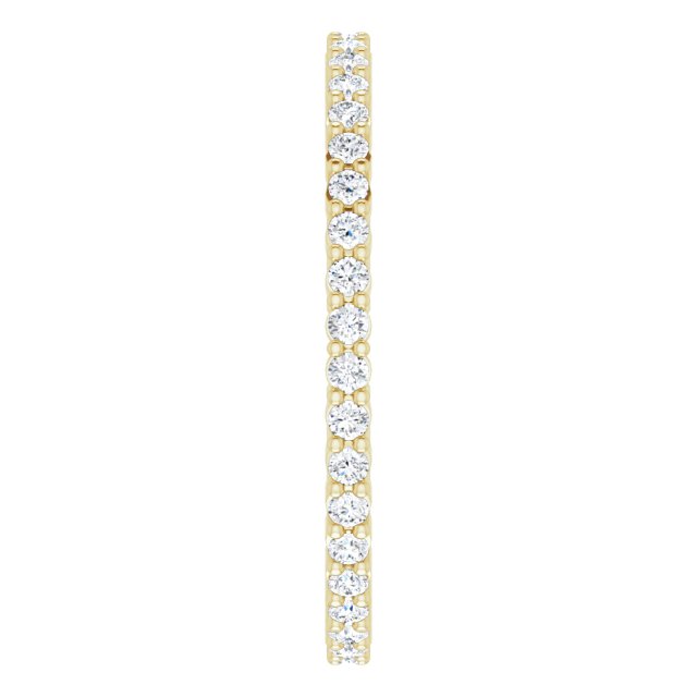 14K Gold Round Natural Diamond Shared-Prong Eternity Band – 1.3 mm Stones - Yellow Gold - view 4