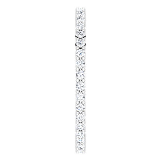 10K Gold Round Natural Diamond Shared-Prong Eternity Band – 1.3 mm Stones - White Gold - view 4