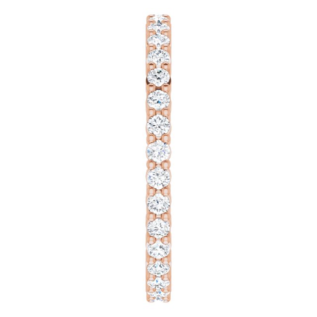 10K Gold Round Natural Diamond Shared-Prong Eternity Band – 1.5 mm Stones - Rose Gold - view 4