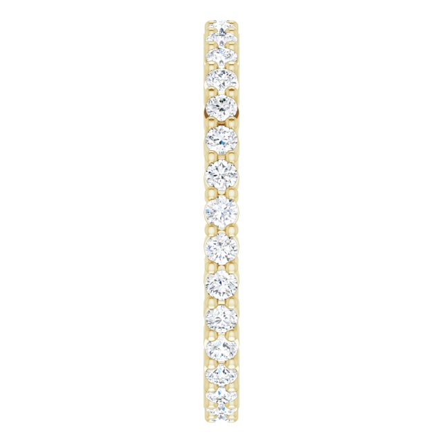 10K Gold Round Natural Diamond Shared-Prong Eternity Band – 1.5 mm Stones - Yellow Gold - view 4