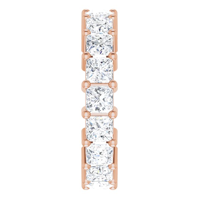 10K Gold Square Natural Diamond Shared-Prong Eternity Band – 3.25x3.25 mm Stones - Rose Gold - view 4