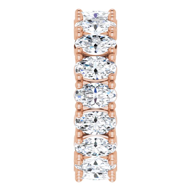 10K Gold Oval Lab-Grown Diamond Shared-Prong Eternity Band – 5x3 mm Stones - Rose Gold - view 4