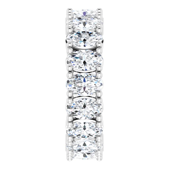 10K Gold Oval Lab-Grown Diamond Shared-Prong Eternity Band – 5x3 mm Stones - White Gold - view 4