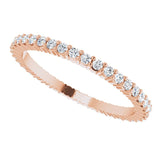 10K Gold Round Natural Diamond Shared-Prong Eternity Band – 1.3 mm Stones - Rose Gold - view 5
