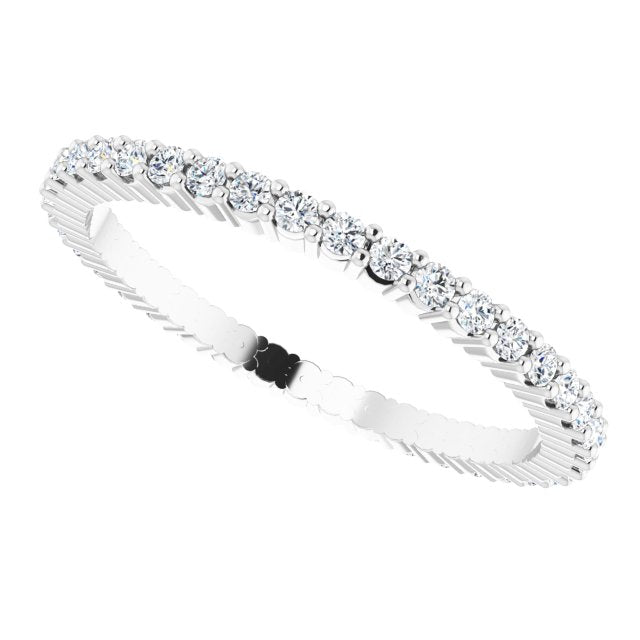 10K Gold Round Natural Diamond Shared-Prong Eternity Band – 1.3 mm Stones - White Gold - view 5