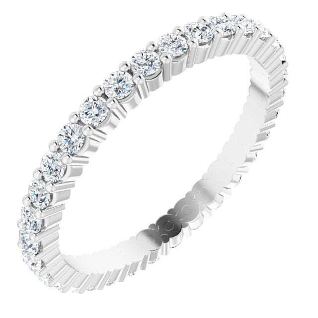 14K Gold Round Natural Diamond Shared-Prong Eternity Band – 1.7 mm Stones - White Gold