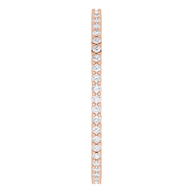 10K Gold Round Lab-Grown Diamond Shared-Prong Eternity Band – 1 mm Stones - Rose Gold - view 4