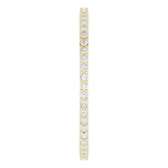 14K Gold Round Lab-Grown Diamond Shared-Prong Eternity Band – 1 mm Stones - Yellow Gold - view 4