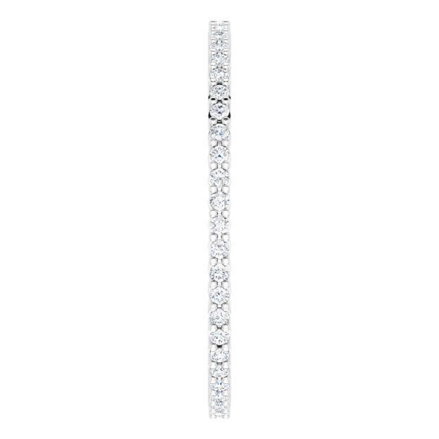 10K Gold Round Natural Diamond Shared-Prong Eternity Band – 1 mm Stones - White Gold - view 4