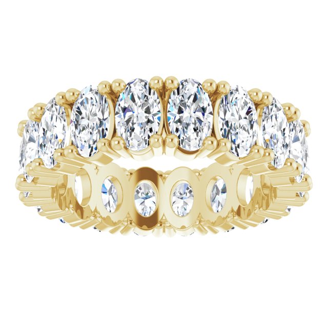 10K Gold Oval Lab-Grown Diamond Shared-Prong Eternity Band – 5x3 mm Stones - Yellow Gold - view 3