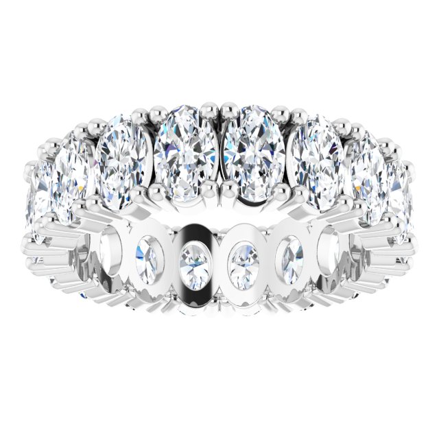10K Gold Oval Lab-Grown Diamond Shared-Prong Eternity Band – 5x3 mm Stones - White Gold - view 3